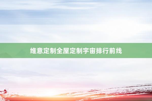 维意定制全屋定制宇宙排行前线